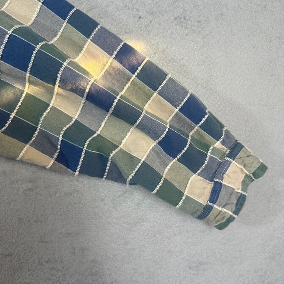 CJ Banks Womens Button Up Shirt Quilt Blue Green Shirt Size 18W Long Sleeve - Picture 8 of 13